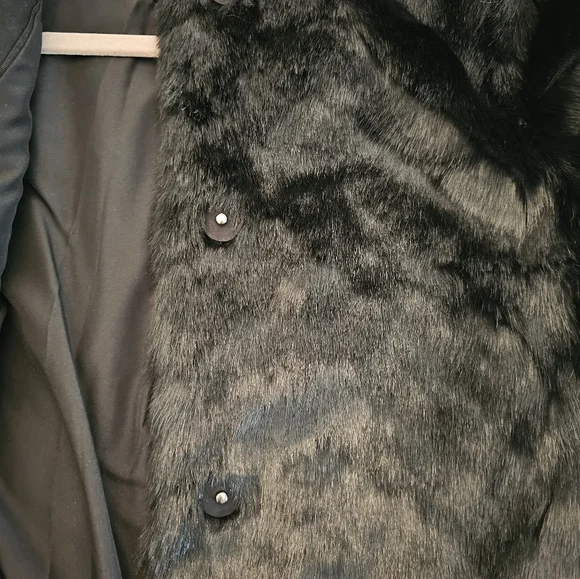 H&M Ladies Faux Fur Jacket Black XS - Picture 5 of 9